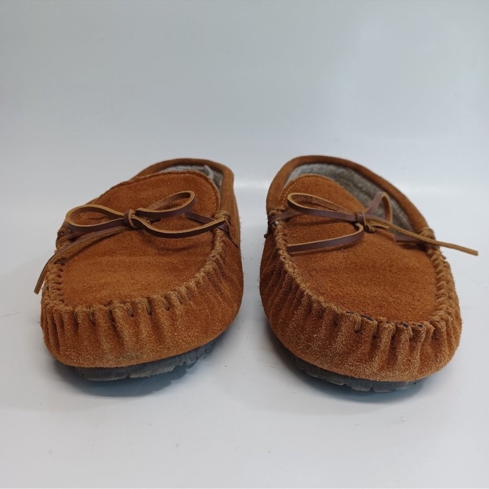 Minnetonka Mens Brown Suede Wool Lined Slipper Moccasins Size 9 - Picture 4 of 11